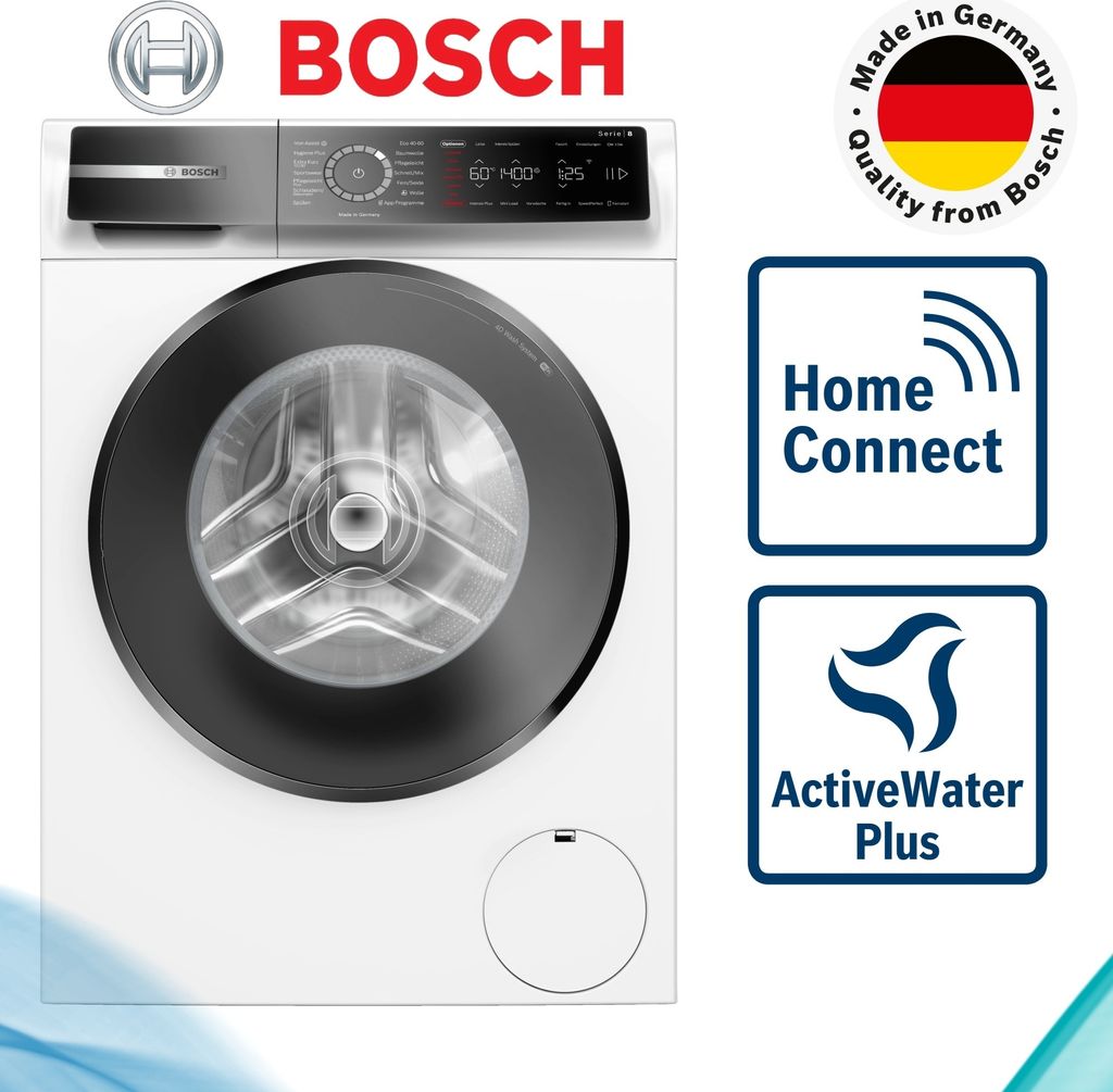 Bosch Serie 8 WGB244040, Frontlader, 9 kg, B, 69 dB, 1400 RPM, A
