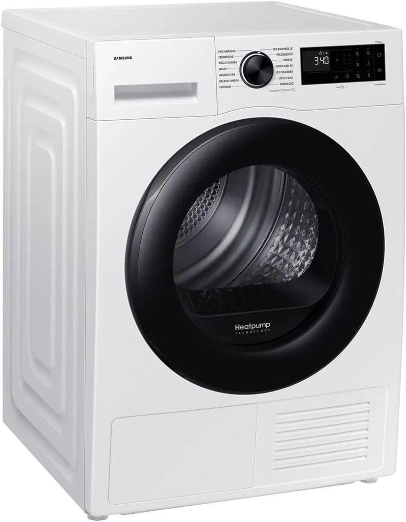 Samsung 9 kg Trockner DV5000D mit Optimal Dry, , Freistehend, Frontlader, Wärmepumpe, Weiß, Drehregler, Glastür