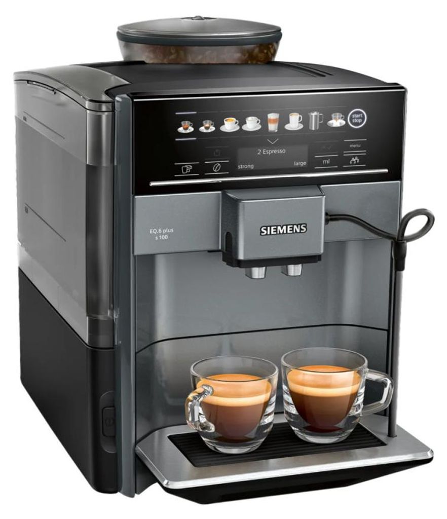 Siemens EQ.6 plus TE651209RW, Espressomaschine, 1,7 l, Kaffeebohnen, Gemahlener Kaffee, Eingebautes Mahlwerk, 1500 W, Schwarz, Titan