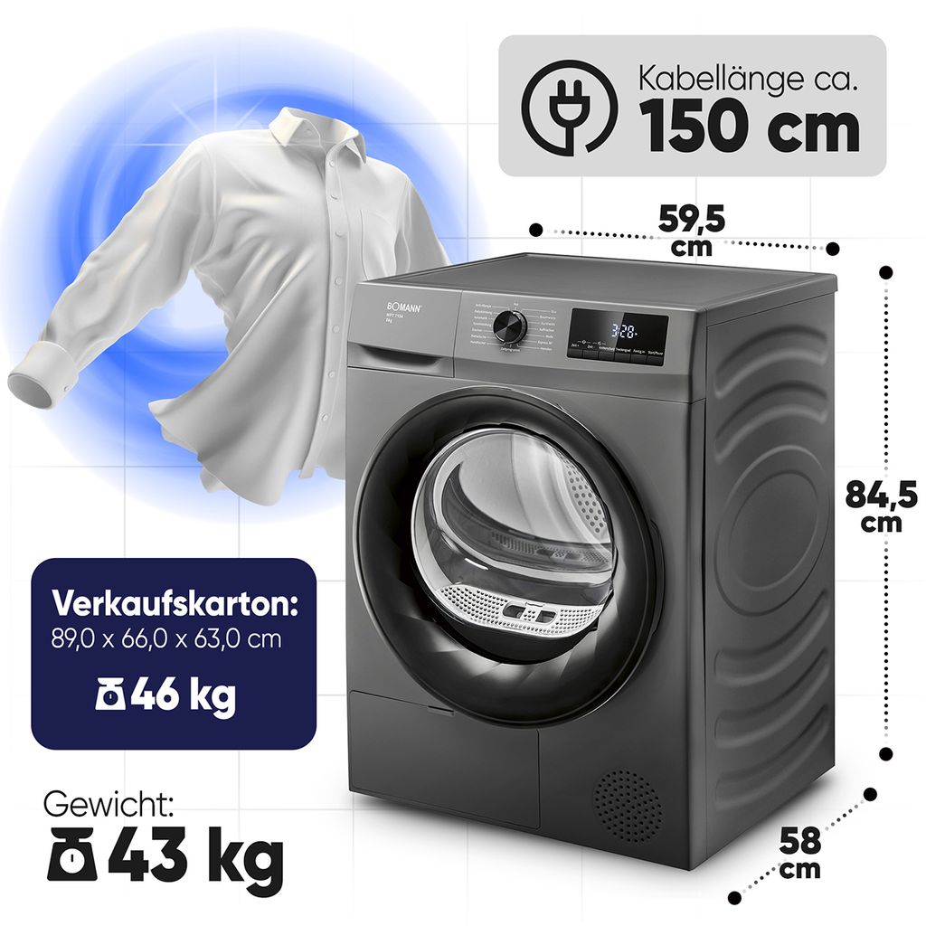 Bomann Wärmepumpentrockner 8kg - WPT 7154