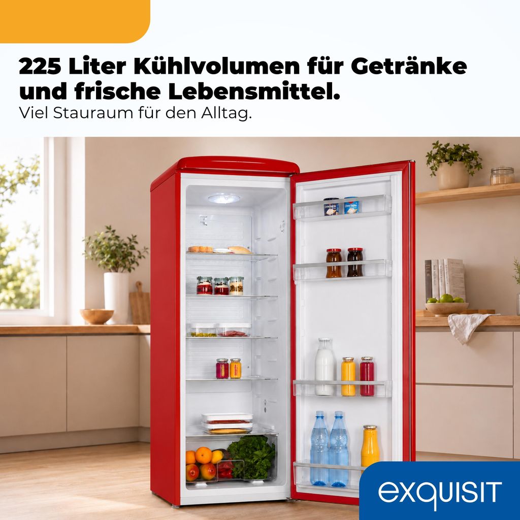 Exquisit Retro Kühlschrank 225 l - RKS325 - V - H - 160C