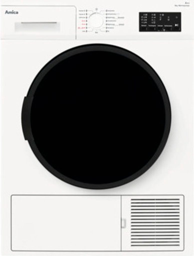 Amica WTP 488 031, Freistehend, Frontlader, Kondensation, Weiß, Tasten, Drehregler, Berührung, Rechts