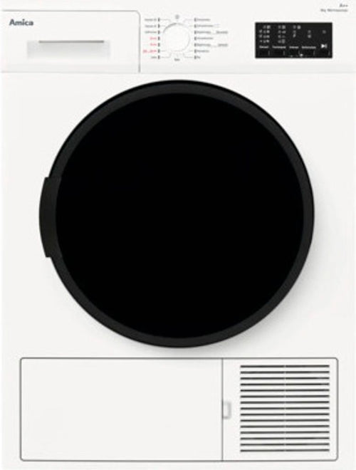 Amica WTP 488 031, Freistehend, Frontlader, Kondensation, Weiß, Tasten, Drehregler, Berührung, Rechts