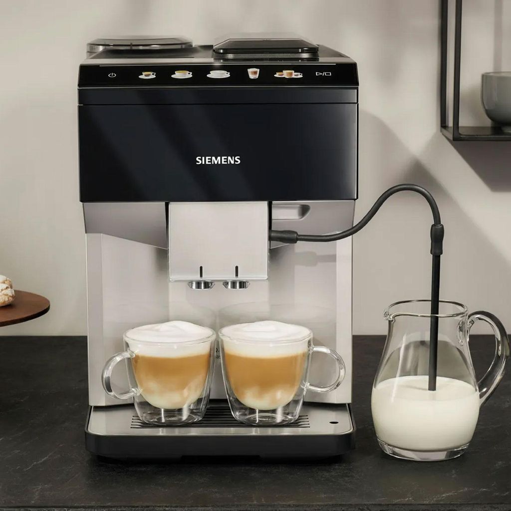 Siemens EQ.500 TP515D01, Espressomaschine, 1,9 l, Kaffeebohnen, Eingebautes Mahlwerk, 1500 W, Schwarz, Silber