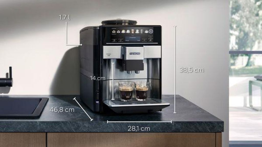 Siemens EQ.6 plus s300, Espressomaschine, 1,7 l, Kaffeebohnen, Gemahlener Kaffee, Eingebautes Mahlwerk, 1500 W, Schwarz, Grau