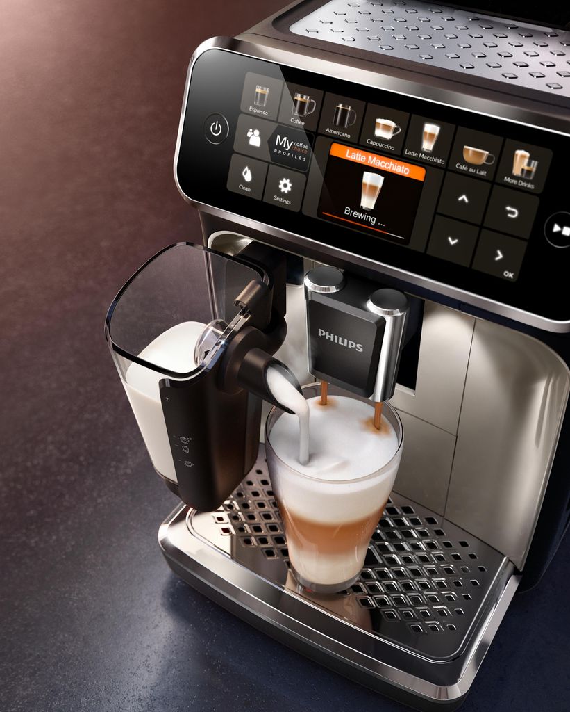 Philips 5400 Series EP5447/90 Kaffeevollautomaten, Espressomaschine, 1,8 l, Kaffeebohnen, Eingebautes Mahlwerk, 1500 W, Schwarz, Chrom