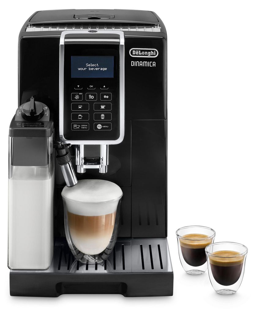 De'Longhi Delonghi ECAM 356.57.B/352.57.SB Dinamica Vollautomatische Espressomaschine, Kunststoffgehäuse, Integriertes Mahlwerk, Milchaufschäumer, Wasserfilter