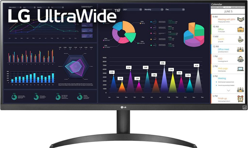 LG 34WQ500 - B, 86,4 cm (34"), 2560 x 1080 Pixel, UltraWide Full HD, LED, 5 ms, Schwarz - LG 34WQ500 - B