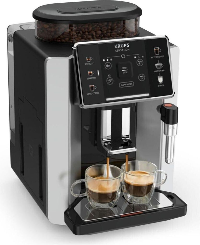 Krups Sensation C90 EA910E, Espressomaschine, 1,7 l, Kaffeebohnen, Eingebautes Mahlwerk, 1450 W, Aluminium, Schwarz