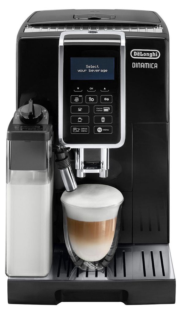 De'Longhi Delonghi ECAM 356.57.B/352.57.SB Dinamica Vollautomatische Espressomaschine, Kunststoffgehäuse, Integriertes Mahlwerk, Milchaufschäumer, Wasserfilter